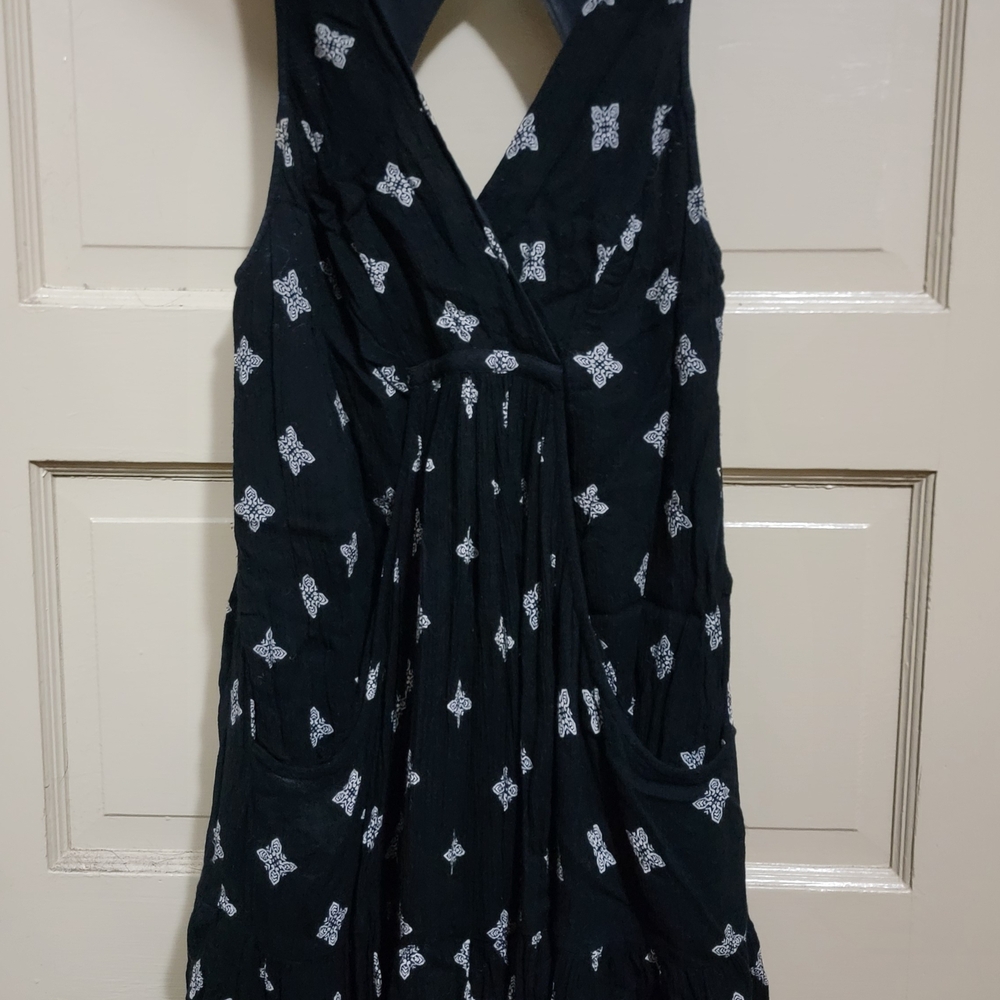 Free People Black Dress with White Mandala Pattern